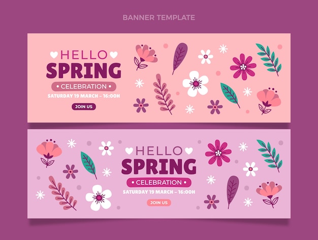 Flat spring horizontal banners set