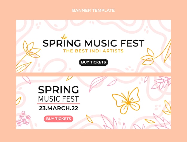 Vector flat spring horizontal banners set