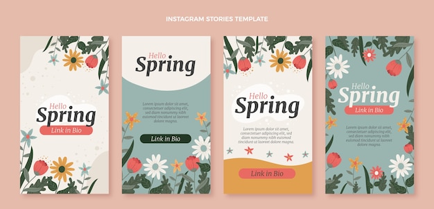 Vector flat spring instagram stories collection