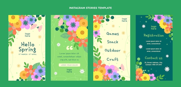 Vector flat spring instagram stories collection