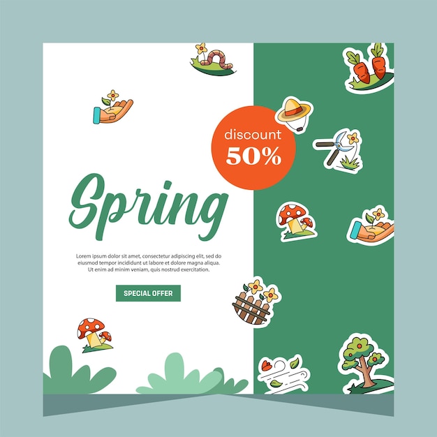 Flat spring post social media template Instagram Post