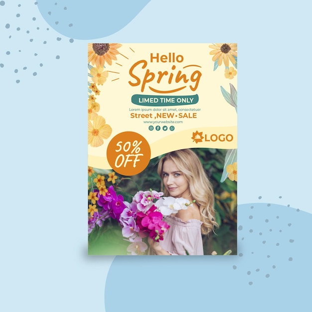 Vector flat spring poster a4 template