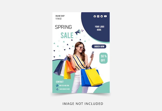 Flat spring poster with discount