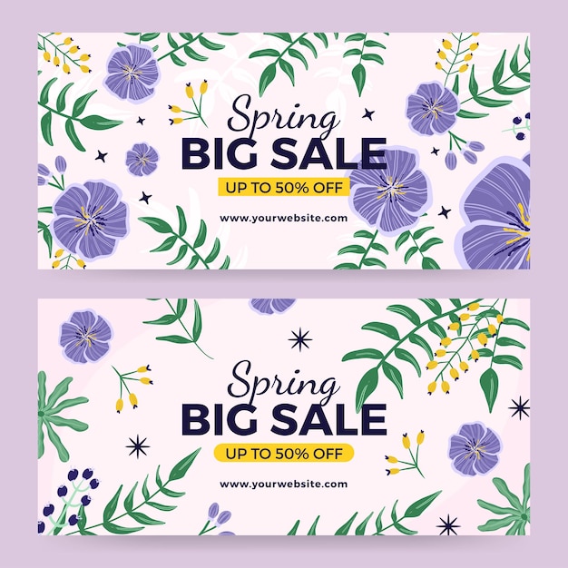 Flat spring sale horizontal banner