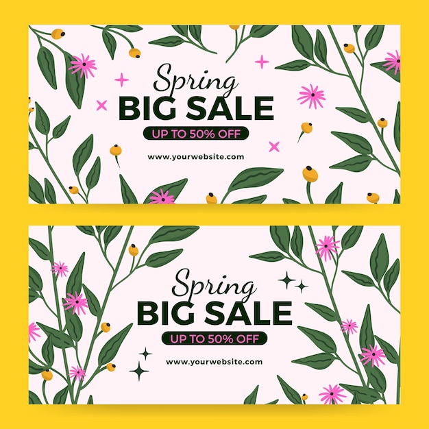 Vector flat spring sale horizontal banner