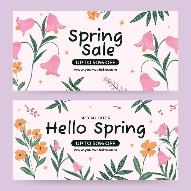 Flat spring sale horizontal banner