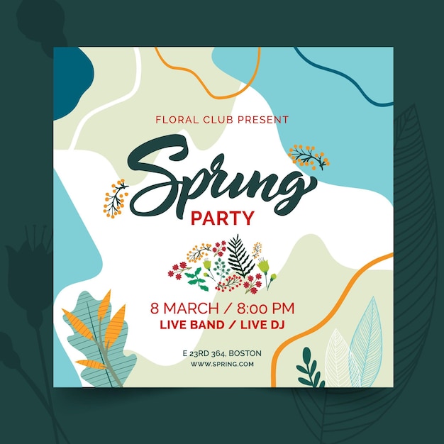 Vector flat spring square  flyer