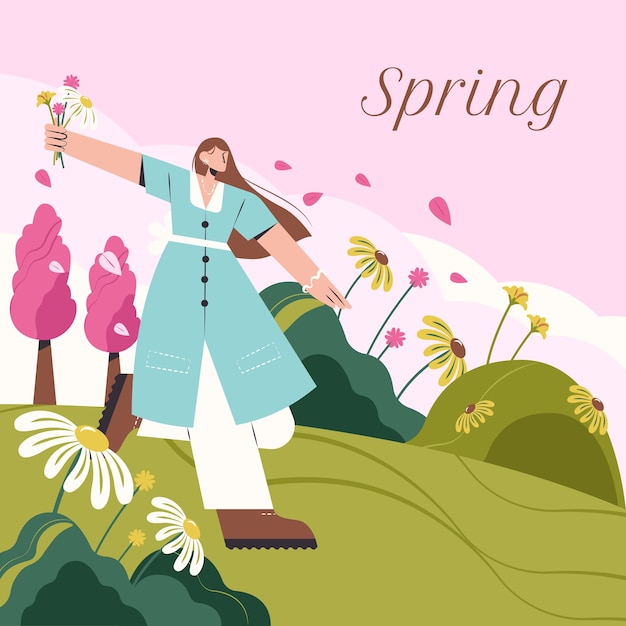 Vector flat spring time illustration