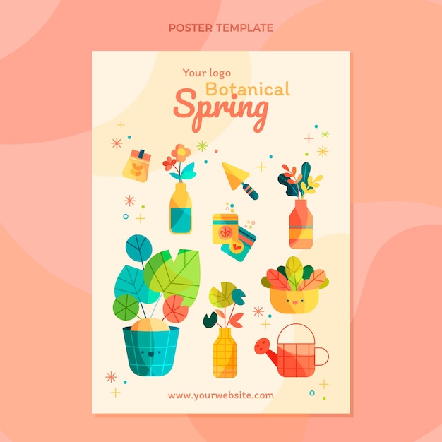 Flat spring vertical poster template