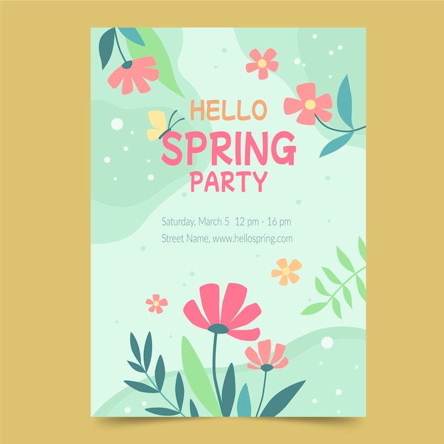 Flat spring vertical poster template