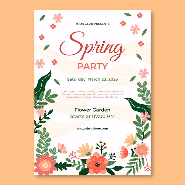 Vector flat spring vertical poster template