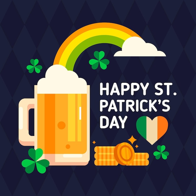 Flat st. patrick's day mug illustration