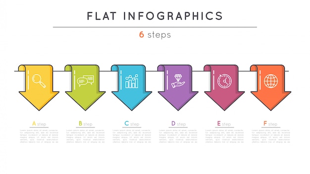 Flat  steps timeline infographic template.