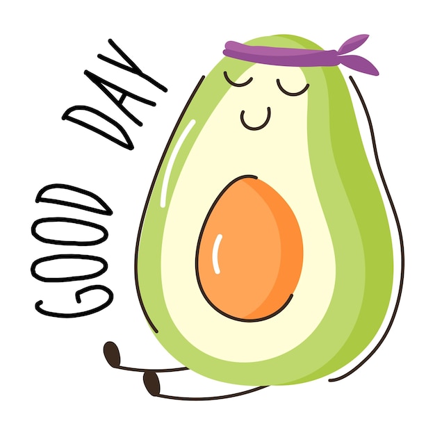 Flat sticker of avocado is ready for premium use 