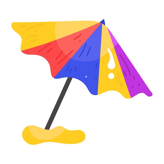 A flat sticker icon of beach umbrella