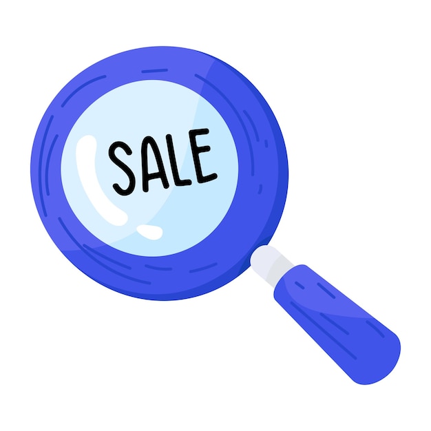 A flat sticker icon of sale search
