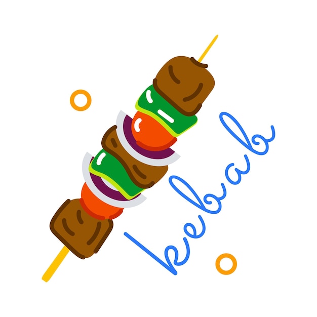 A flat sticker of kebab skewer