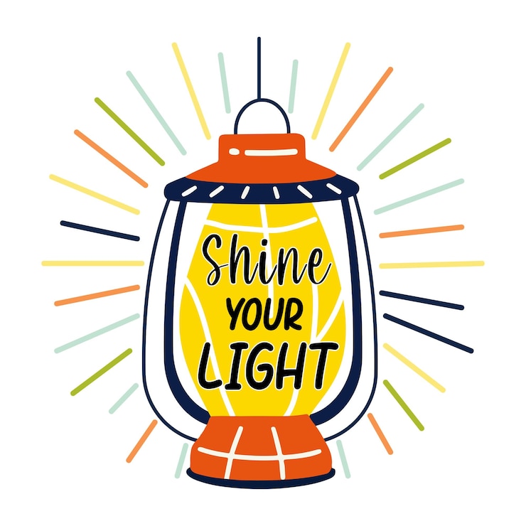 Vector a flat sticker of a lantern with shine your light text