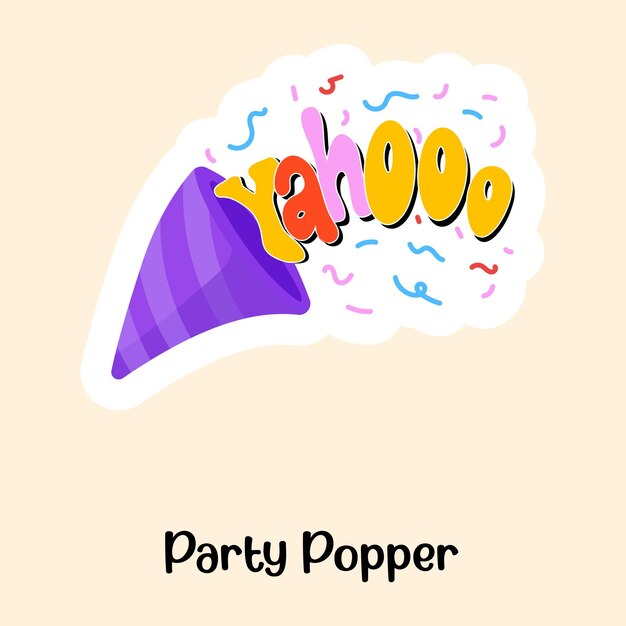 A flat sticker of party popper party celebration