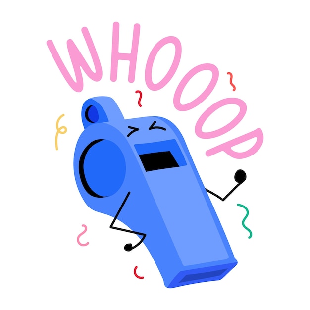 A flat sticker vector of a whistle