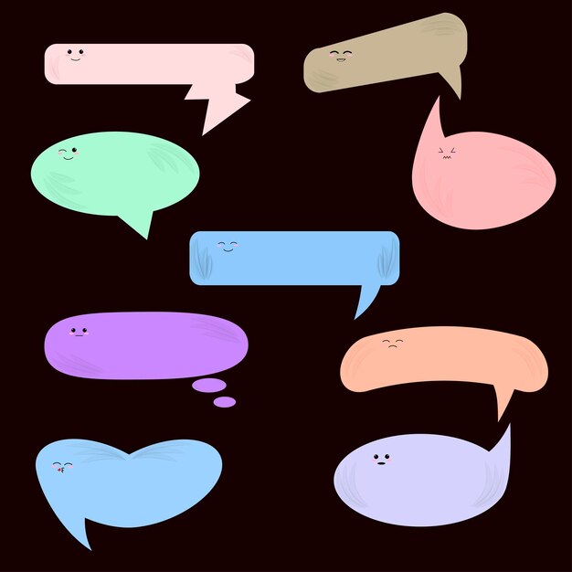 Flat stickers bubbles for messages with emotions