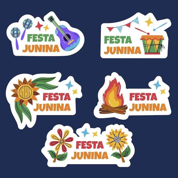 flat stickers collection for brazilian festas juninas celebration