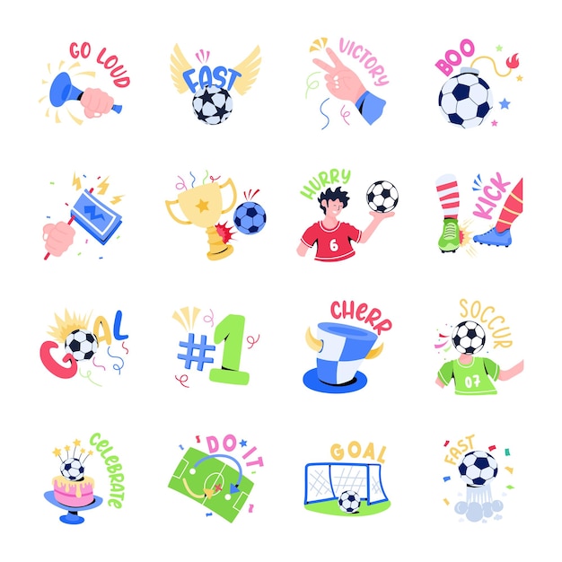 Flat Stickers of Football Championship