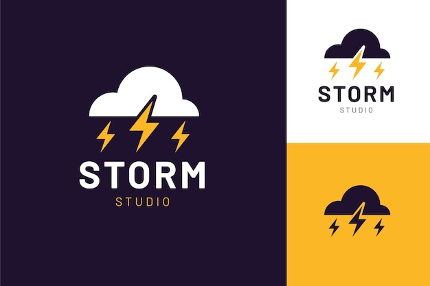 Set di modelli di logo tempesta piatta