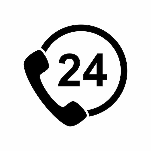 Flat style 24hour phone icon illustration