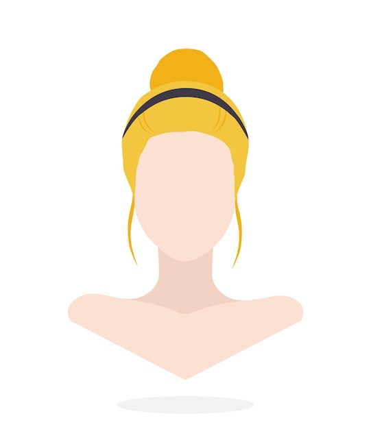 Vector flat style avatar of european women with bun bubble hairstyle vector illustration