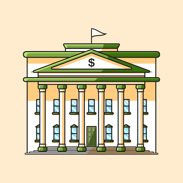 Flat Style Bank Building