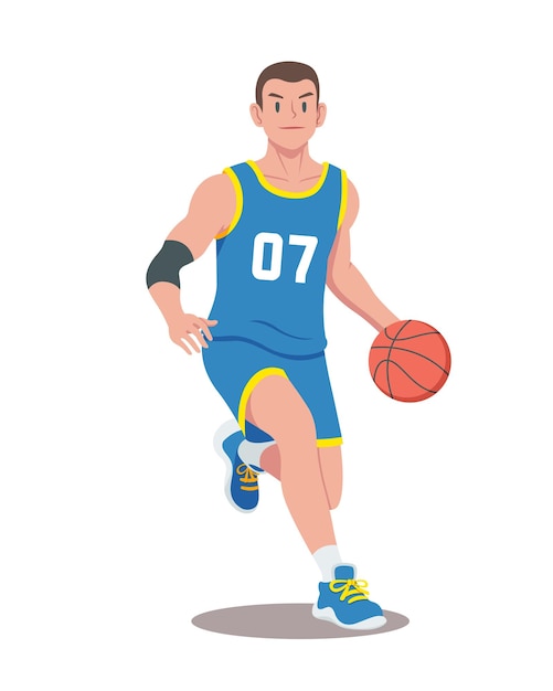 Vector flat style basketball player cartoon illustration