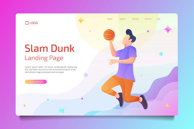 Vector flat style basketball sport landing page
