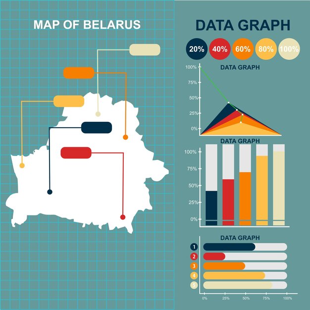 Disegno vettoriale della mappa della bielorussia in stile piatto con grafica vettoriale