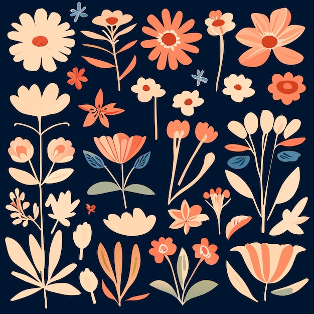 Flat Style Blossom Icons