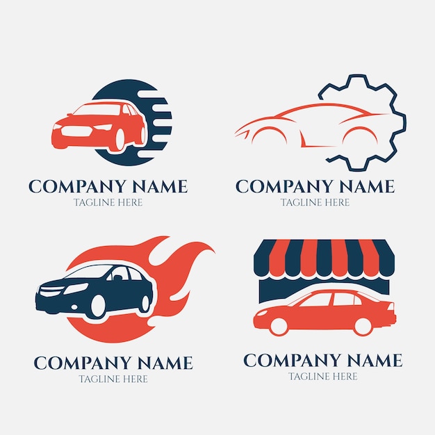 Vettore collezione di logo auto stile piano