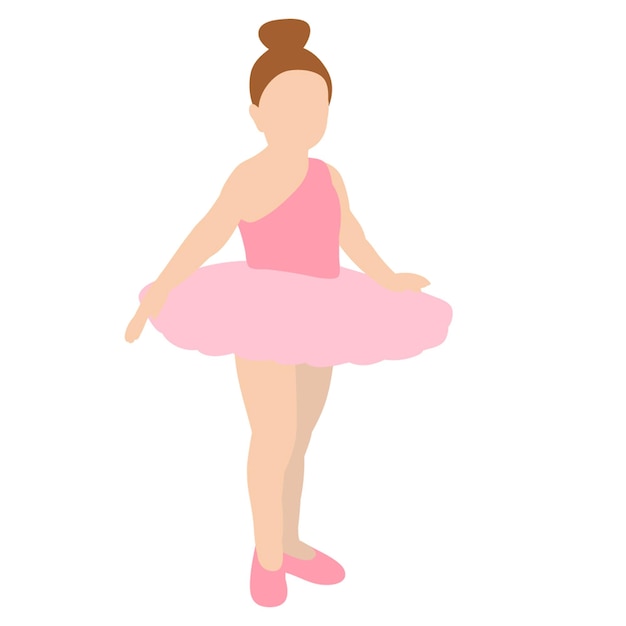 Flat style child girl ballerina ballet