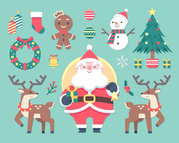 Vector flat style christmas festival design element cartoon clipart