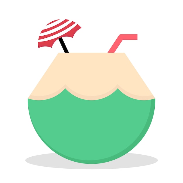 Flat style coconut cocktail icon coconut with drink icon for menu web and graphic design vector illustration