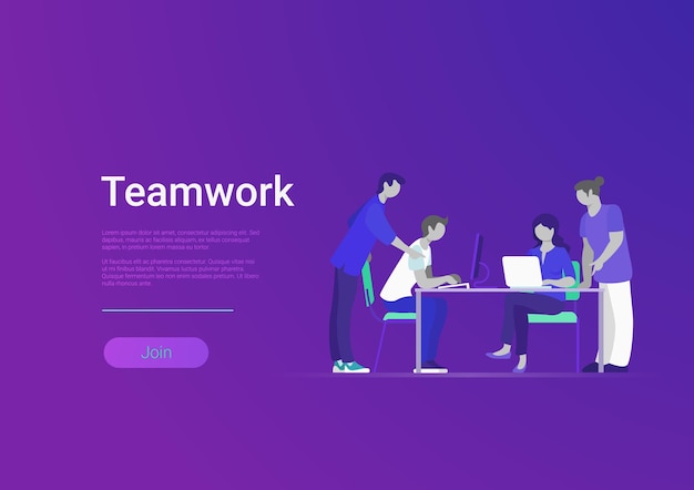 Vector flat style creative team web infographic vector