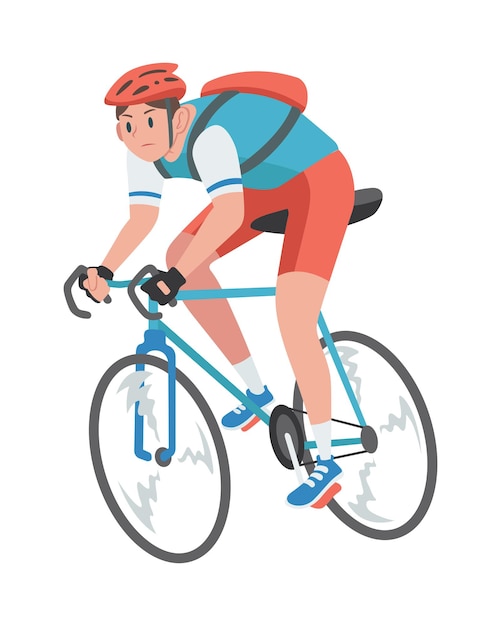 Vector flat style cyclist athlete at competition cartoon illustration