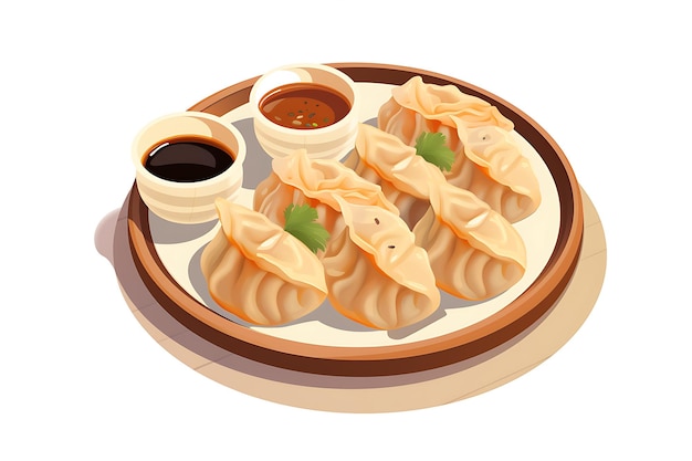 Flat Style Design Dumplings Yakmee