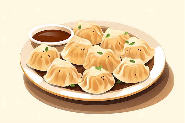 Flat Style Design Dumplings Yakmee