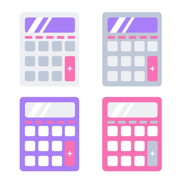 Flat style electronic calculator set Vector illustration