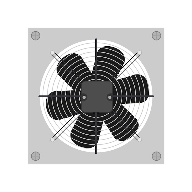 Flat style exhaust fan. fan, cooler for the computer. isolated.