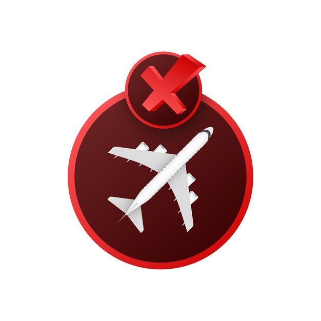 Flat style flight cancelled for design No flying on white background prohibit sign