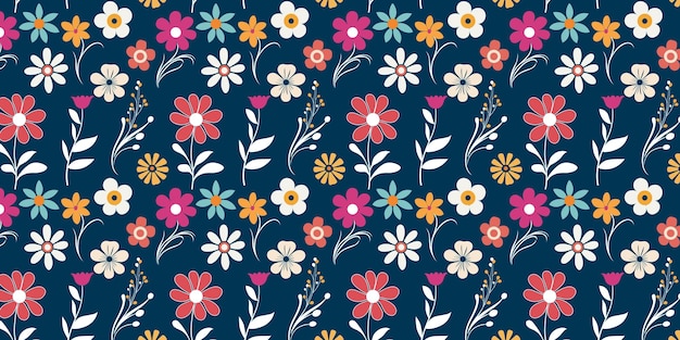 Flat style floral papercraft pattern flowers vector