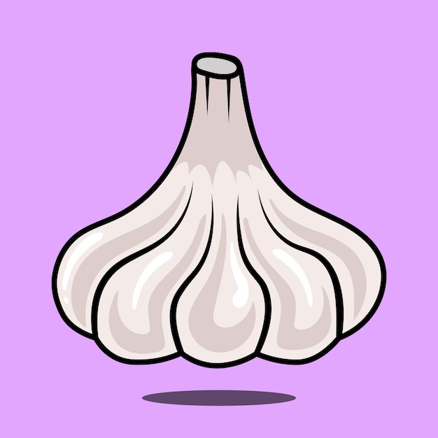 Flat style garlic cartoon vector icon illustration food