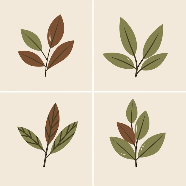 Flat style green leaves collection