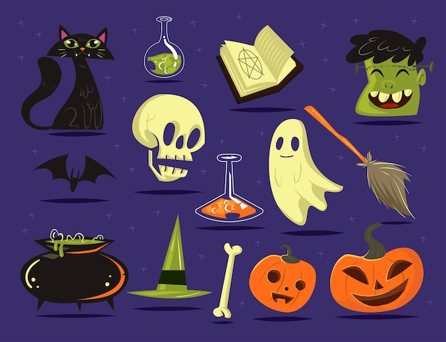 flat style happy halloween element isolated background